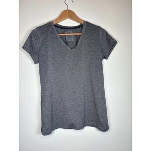 Champion V-neck Workout Top in Heather Dark Gray